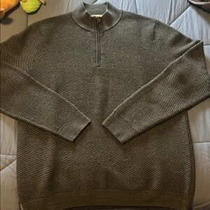 Joseph Abboud Gray Zip Up Sweater with Ribbed Detailing